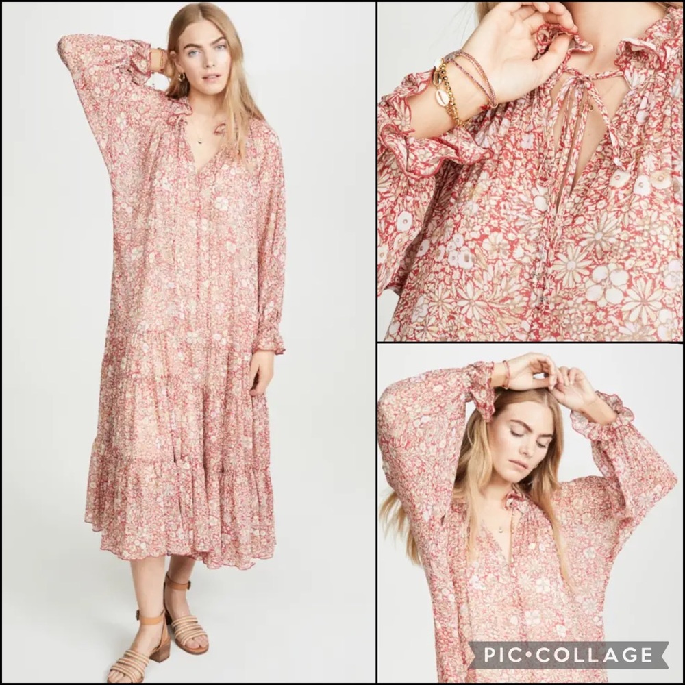 Free People Sheer Floral Tiered Ruffle Midi Dress - Picture 2 of 11